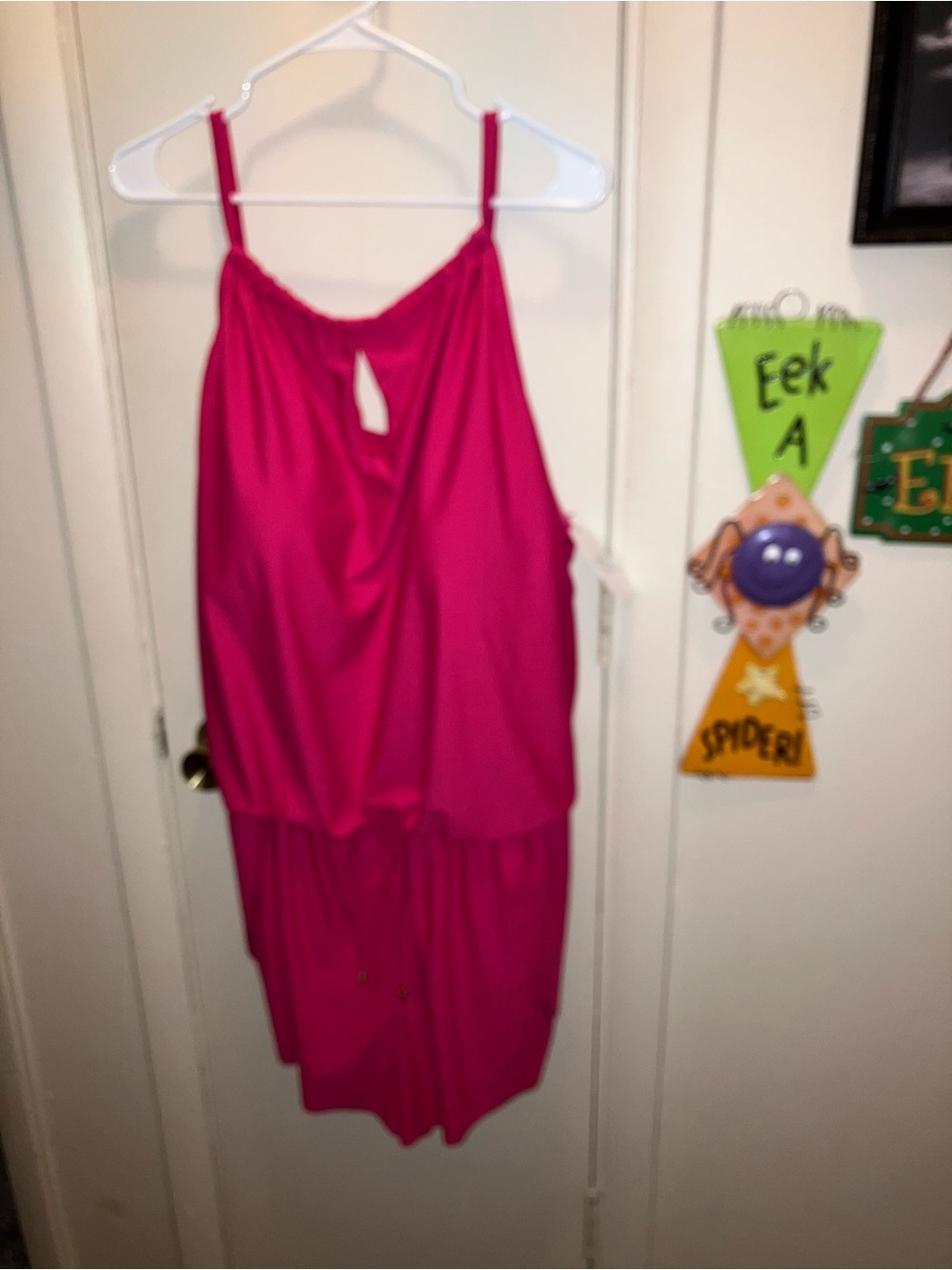 Time and Tru Bright Pink One-Piece Swimsuit Romper Style 2X 20-22 W
